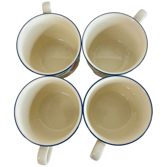 4 Lenox Chinastone Poppies on Blue Flat Cups Mugs Coffee Cup Set Vintage Lot USA - Picture 11 of 12
